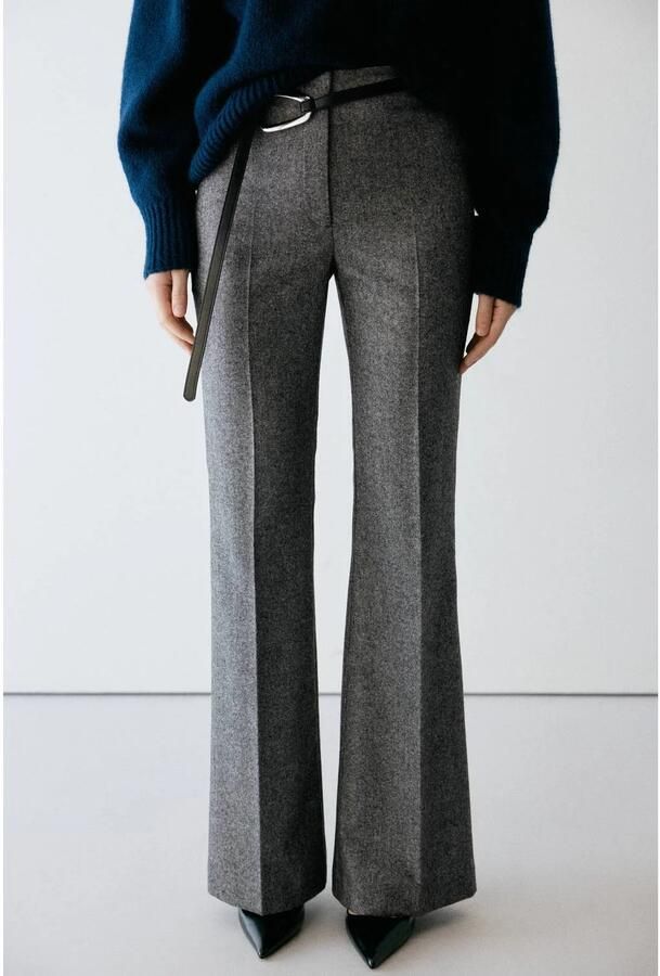 Mango flared broek met wol grijs