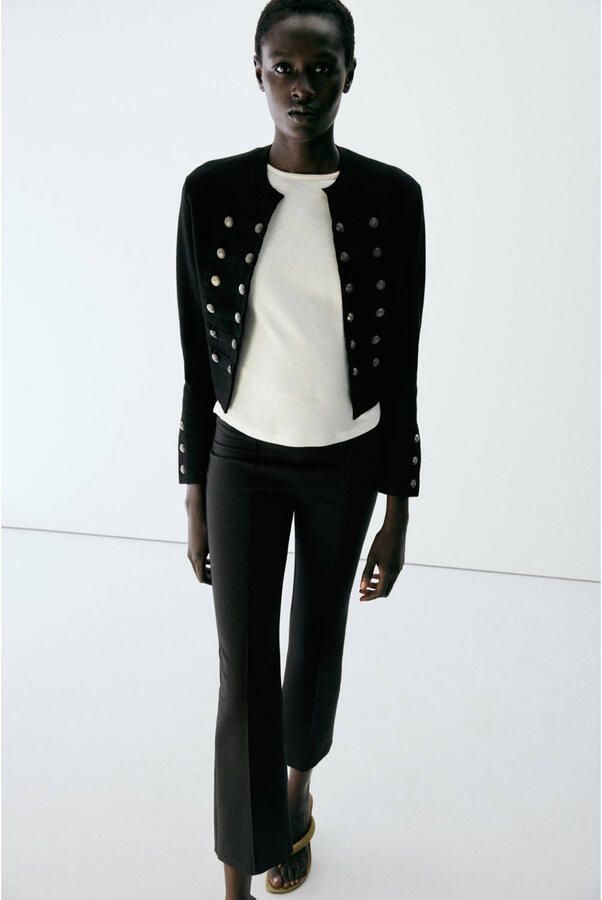 Mango flared broek zwart - Foto 3