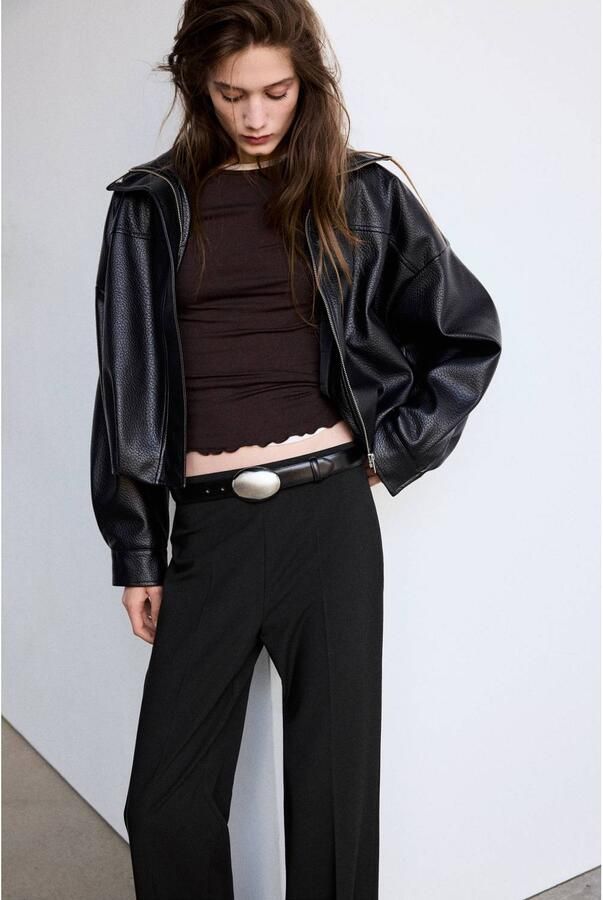 Mango flared broek zwart