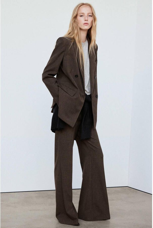 Mango flared geruite broek bruin - Foto 2