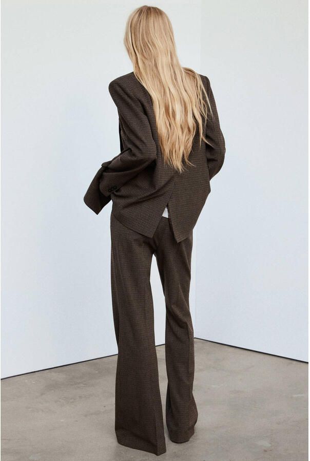 Mango flared geruite broek bruin - Foto 3