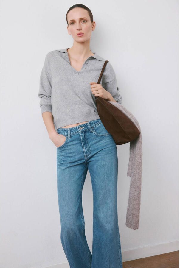 Mango Flared mid-rise jeans flared jeans medium blue denim - Foto 3