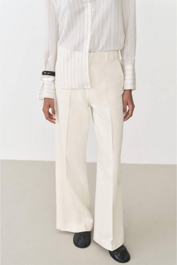 Mango flared regular waist pantalon beige