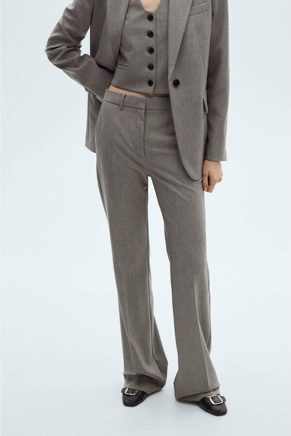 Mango flared regular waist pantalon grijs