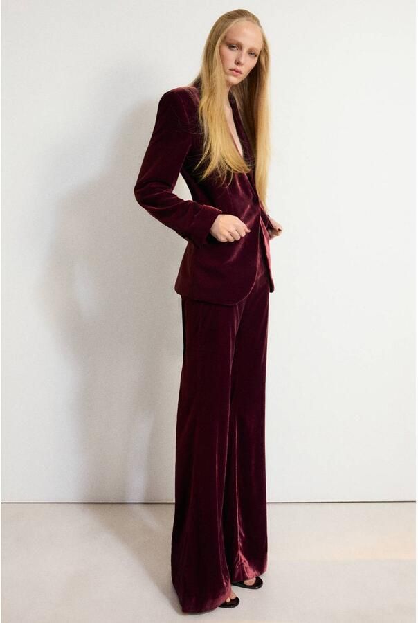 Mango fluwelen blazer bordeaux