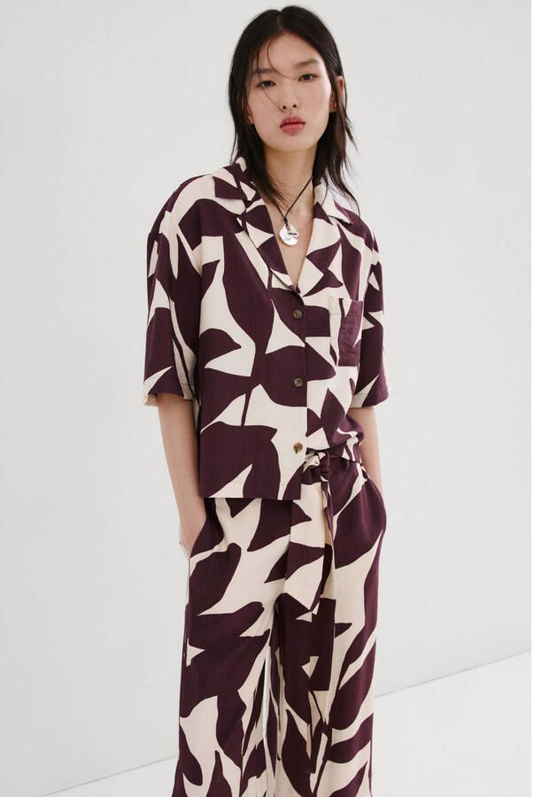 Mango gebloemde blouse donkerrood