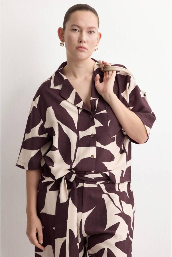 Mango gebloemde blouse donkerrood - Foto 3