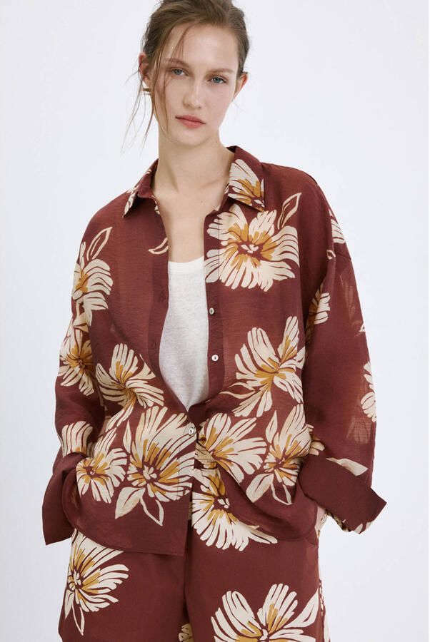 Mango gebloemde blouse donkerrood