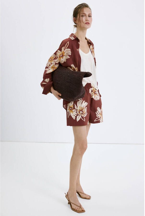 Mango gebloemde blouse donkerrood - Foto 3