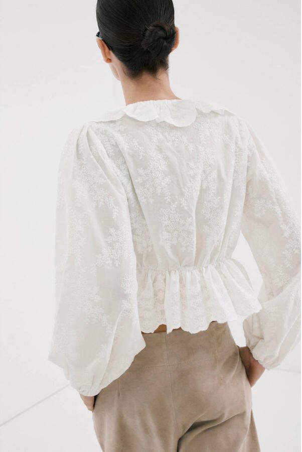 Mango gebloemde blouse ecru - Foto 3