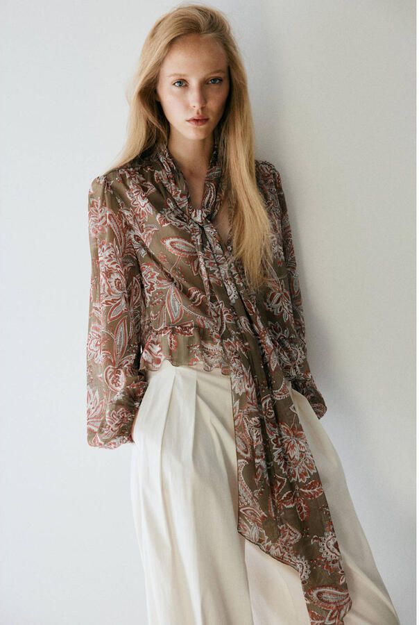 Mango gebloemde blouse groen