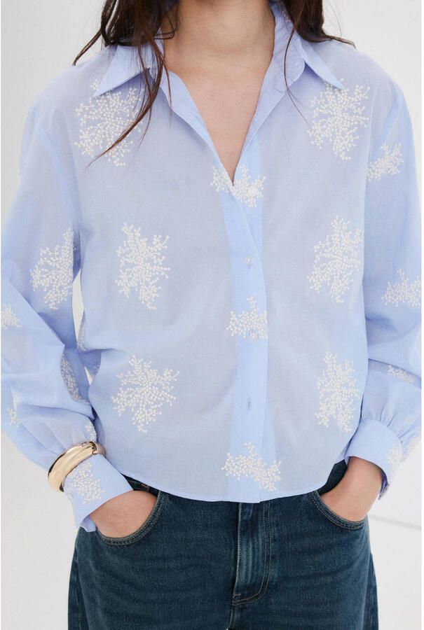 Mango gebloemde blouse lichtblauw