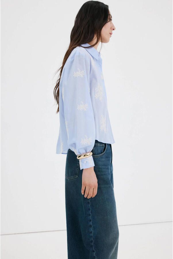 Mango gebloemde blouse lichtblauw - Foto 3