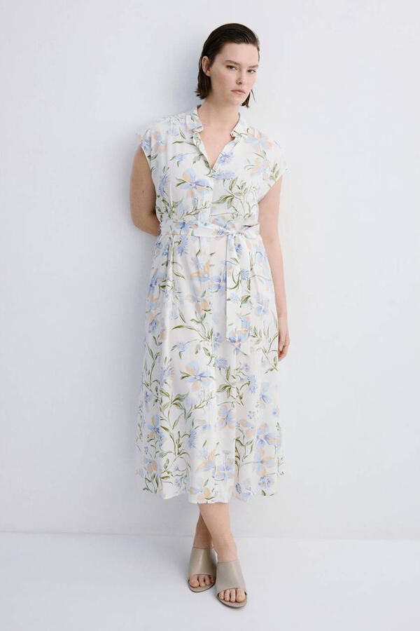 Mango gebloemde blousejurk ecru - Foto 3