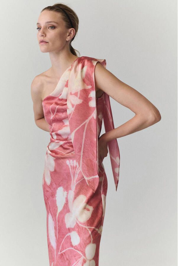 Mango gebloemde halter midi jurk