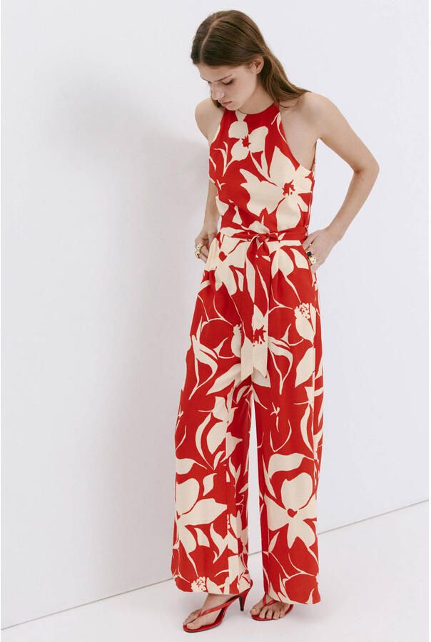 Mango gebloemde jumpsuit rood - Foto 2