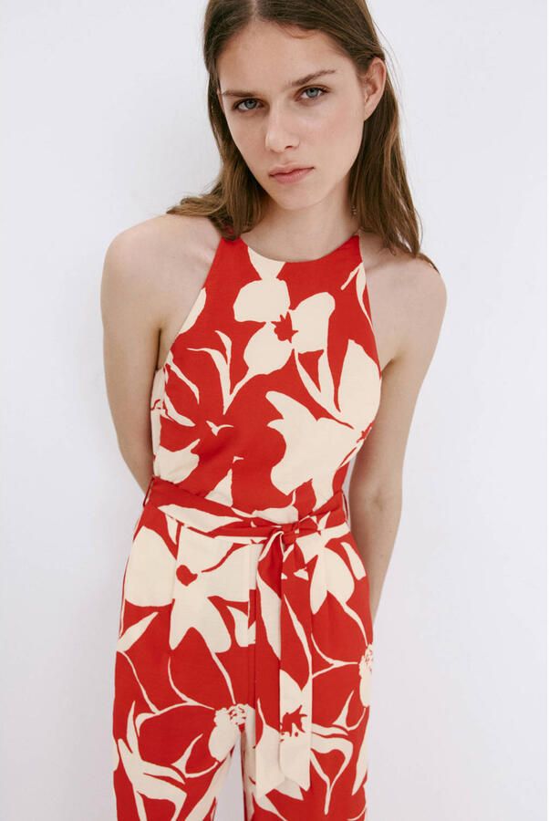 Mango gebloemde jumpsuit rood