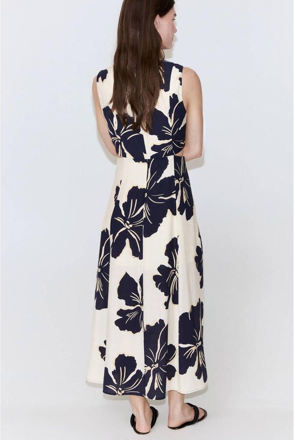 Mango gebloemde maxi jurk ecru - Foto 3