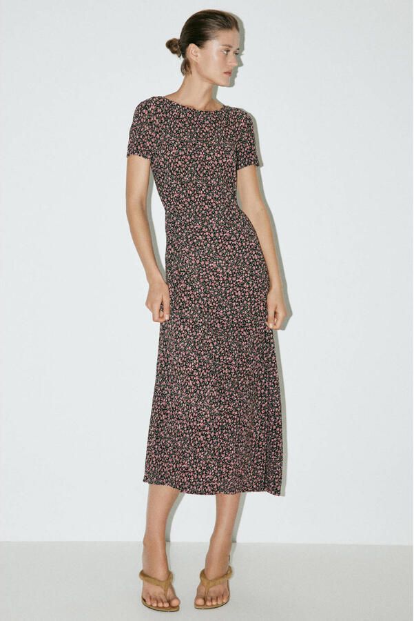 Mango gebloemde midi jurk