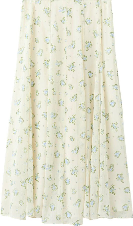 Mango gebloemde midi rok maxi rok ecru