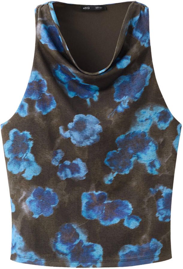 Mango gebloemde top blauw