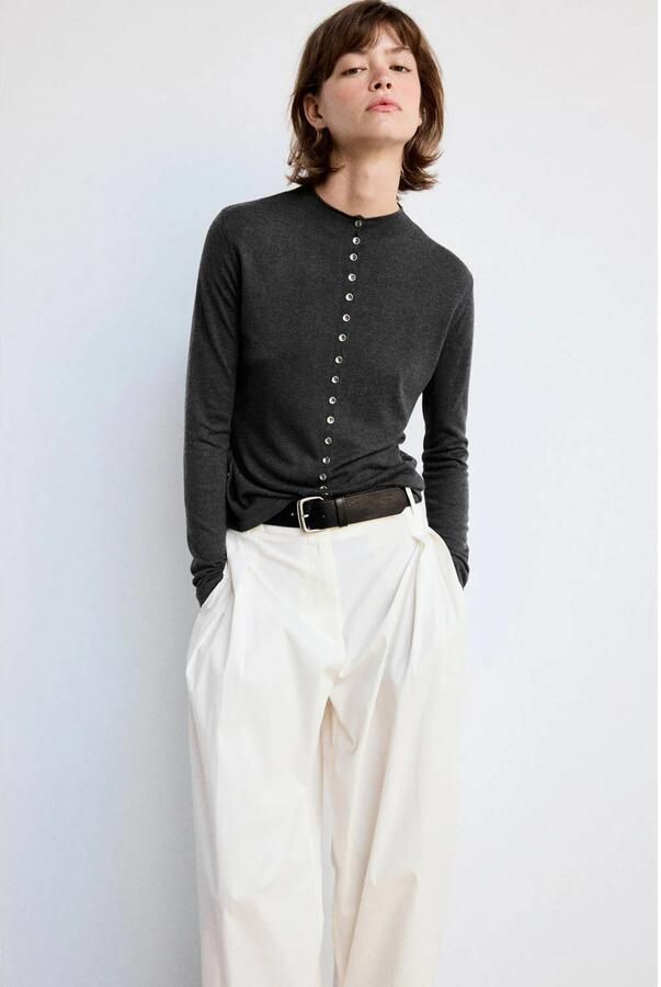 Mango gebreid vest antraciet