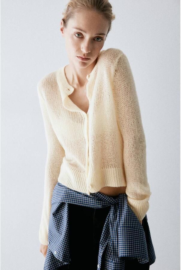 Mango gebreid vest beige