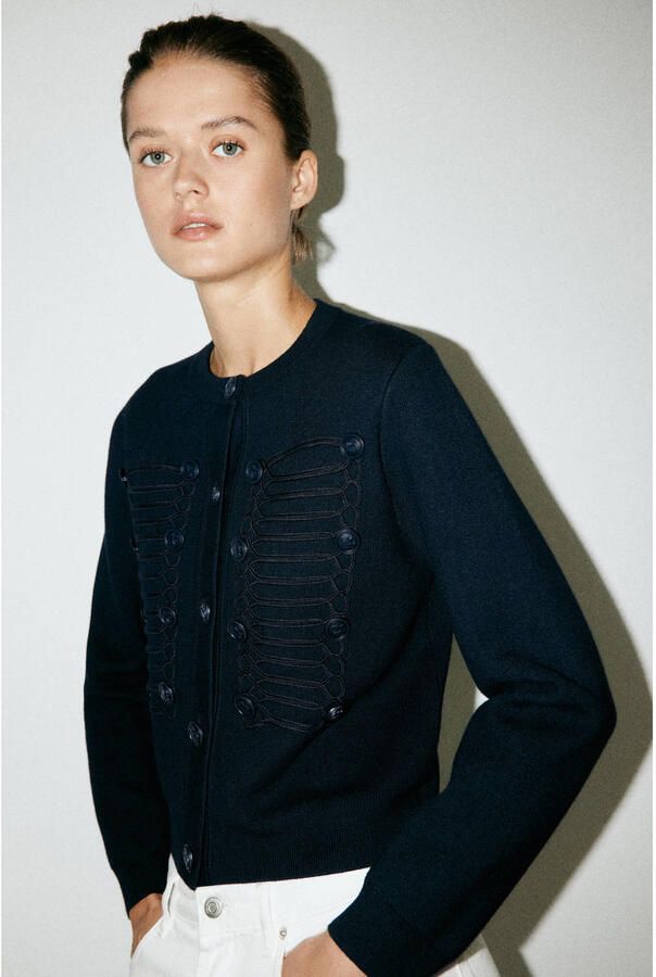 Mango gebreid vest blauw