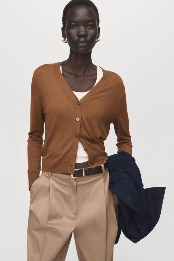 Mango gebreid vest bruin
