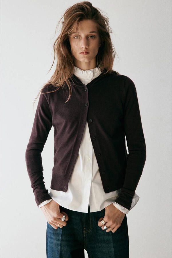 Mango gebreid vest bruin