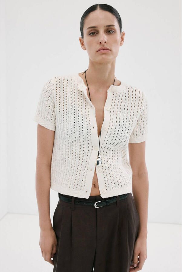 Mango gebreid vest crème