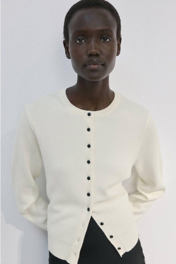 Mango gebreid vest ecru - Foto 3