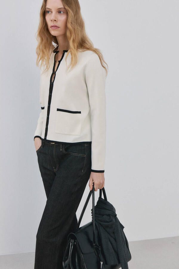 Mango gebreid vest ecru