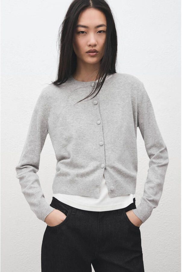 Mango gebreid vest lichtgrijs