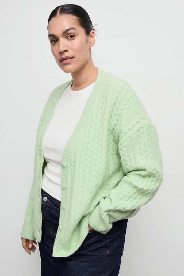 Mango gebreid vest lichtgroen - Foto 3