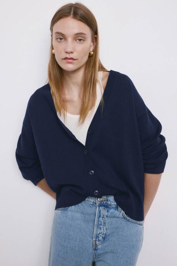 Mango gebreid vest marineblauw - Foto 3