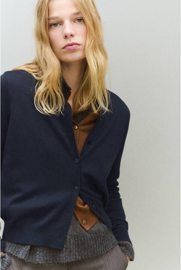 Mango gebreid vest marineblauw