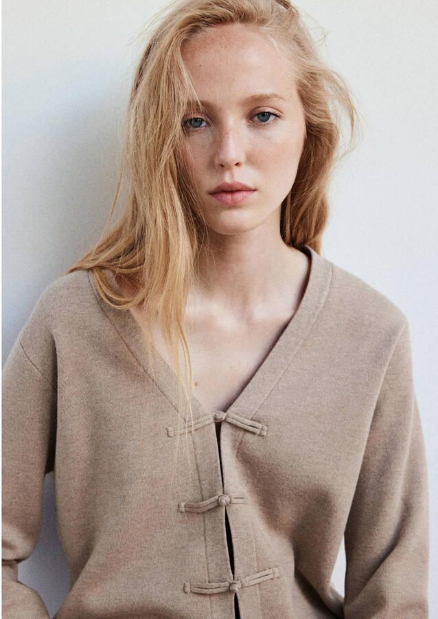 Mango gebreid vest met wol beige - Foto 2