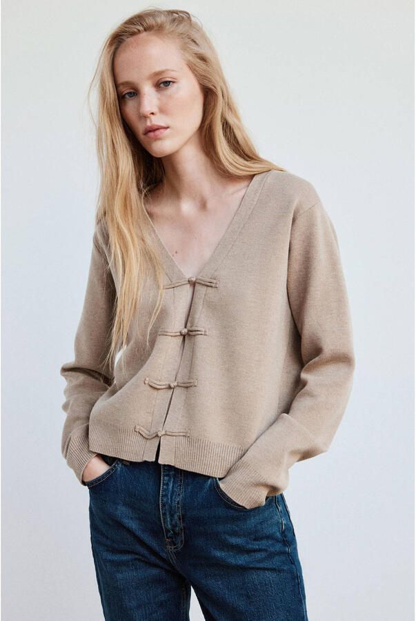 Mango gebreid vest met wol beige