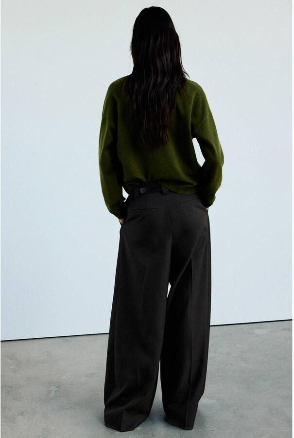 Mango gebreid vest met wol groen - Foto 2
