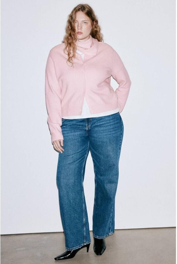 Mango gebreid vest met wol lichtroze - Foto 3
