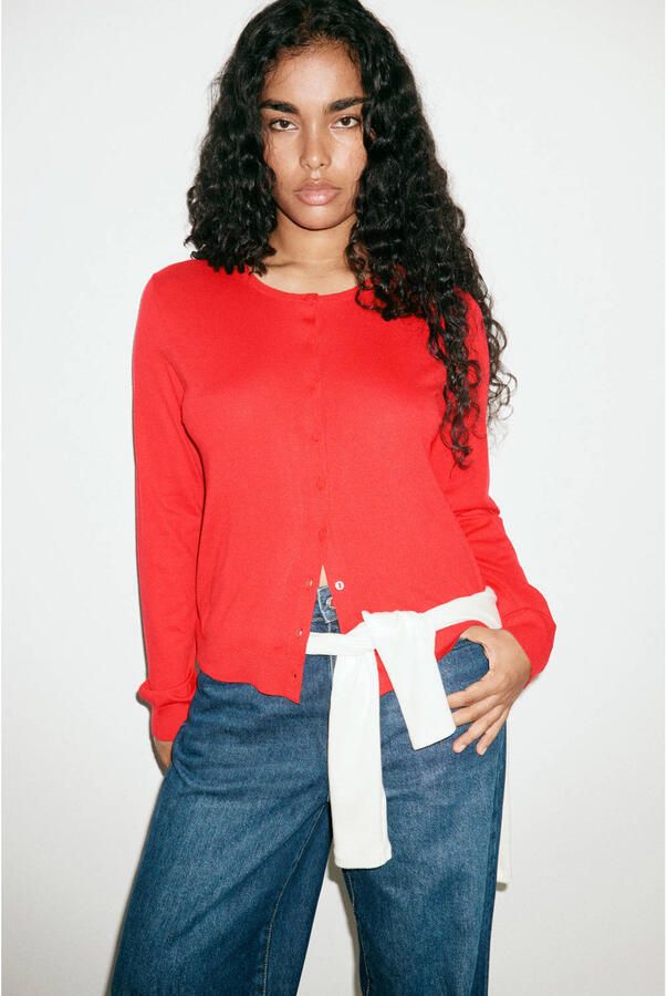 Mango gebreid vest rood