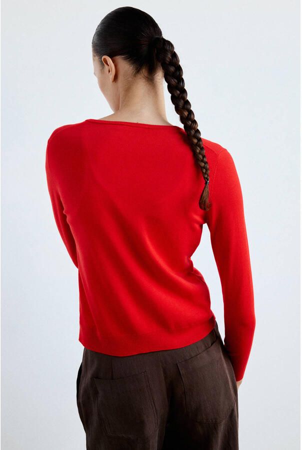 Mango gebreid vest rood - Foto 3