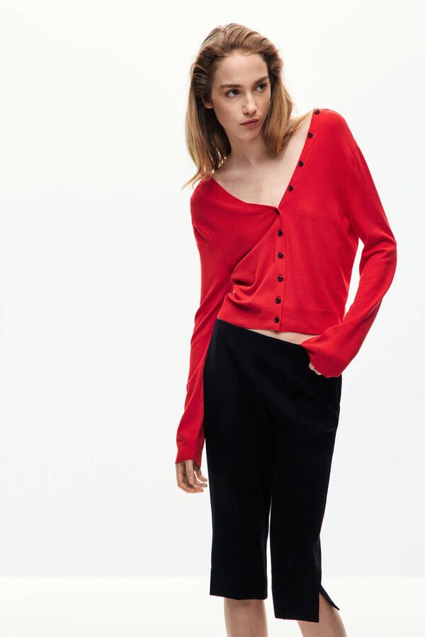 Mango gebreid vest rood