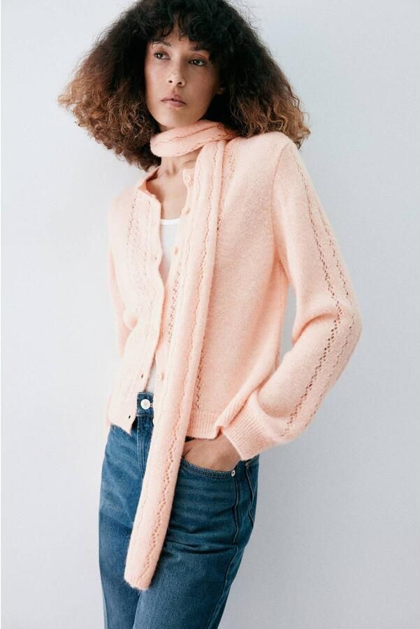 Mango gebreid vest roze - Foto 3