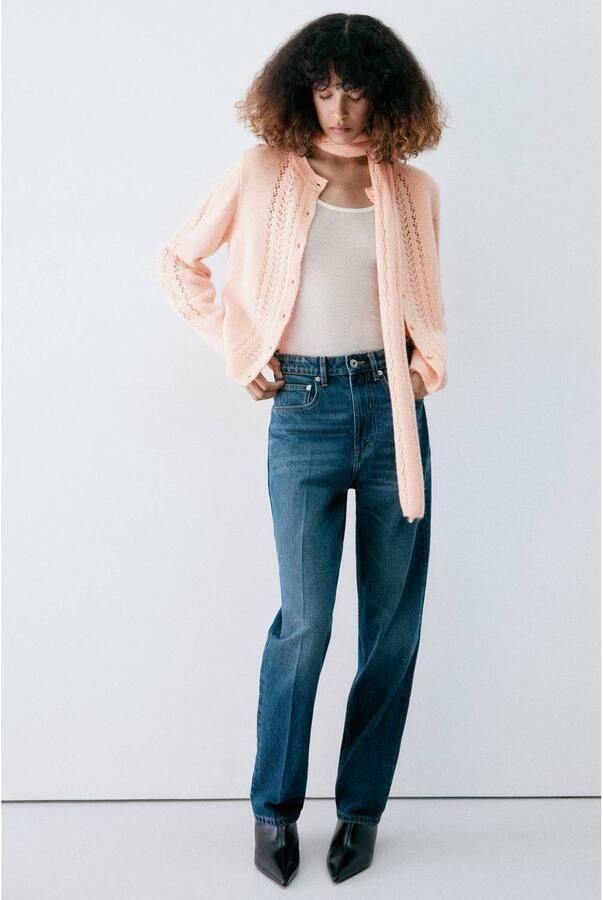 Mango gebreid vest roze