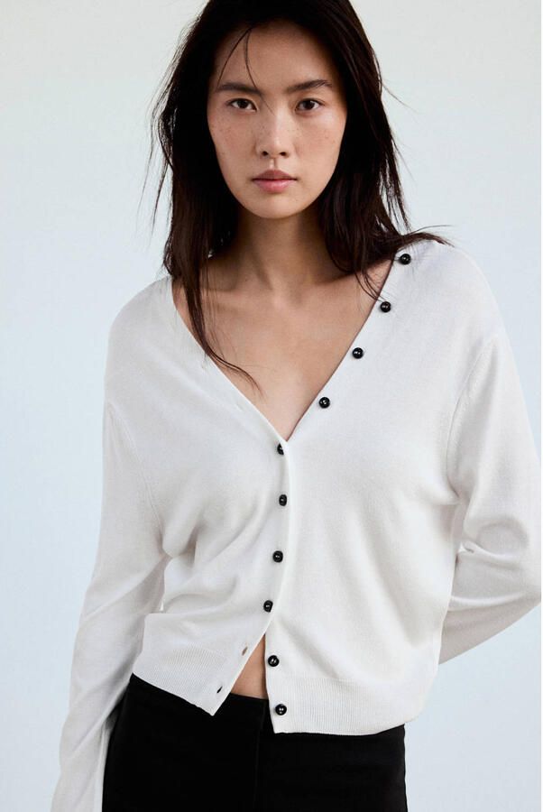 Mango gebreid vest wit