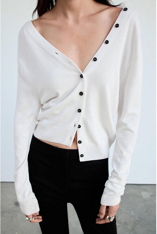 Mango gebreid vest wit - Foto 2