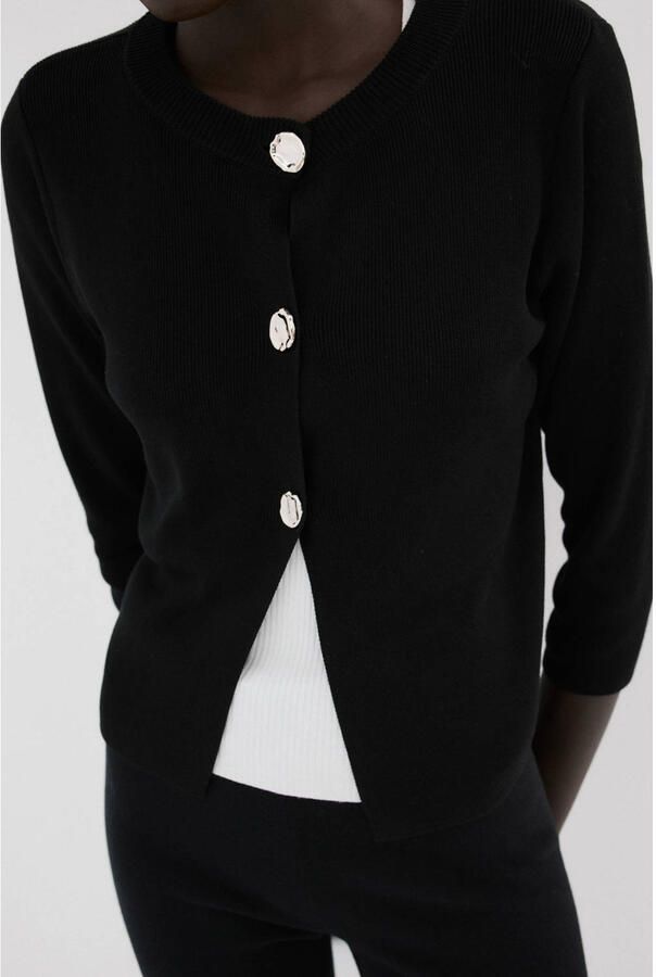 Mango gebreid vest zwart - Foto 3
