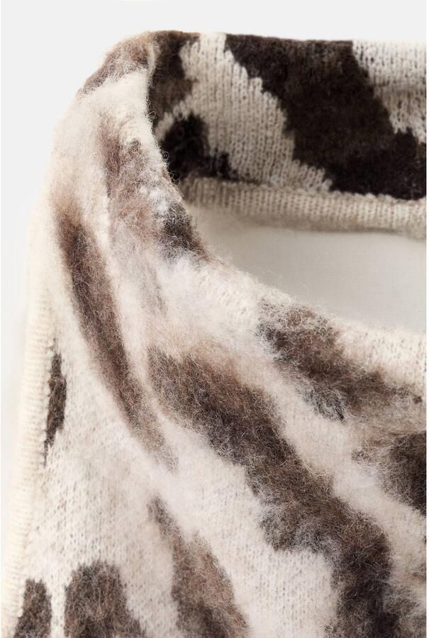 Mango gebreide haltertop met dierenprint bruin beige - Foto 2